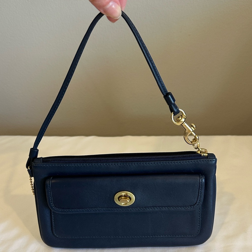 Navy Coach Legacy Turn Lock Wristlet